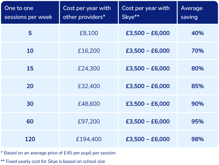 Savings on one to one tutoring with Skye, the AI maths tutor.