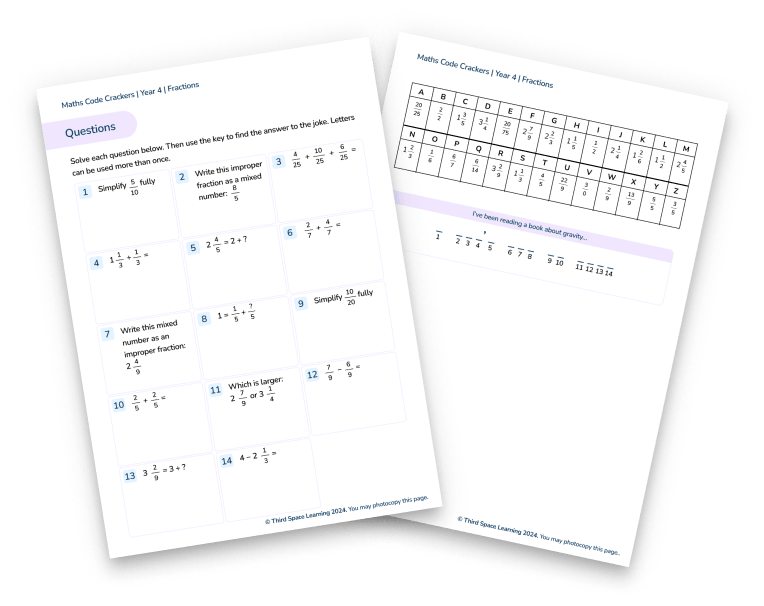 year 4 maths worksheets fractions