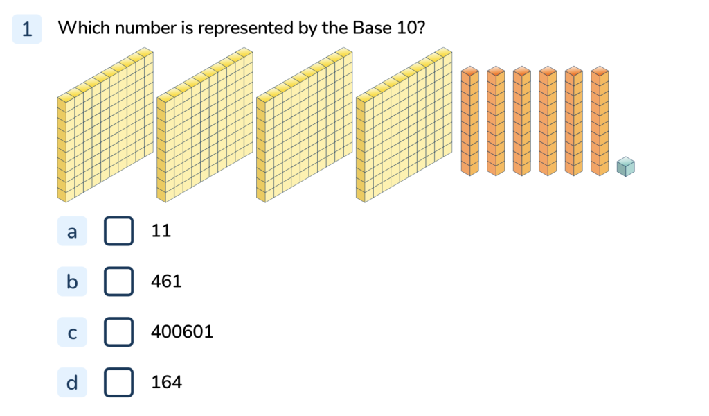 Base 10 blocks used in Third Space Learning's resources