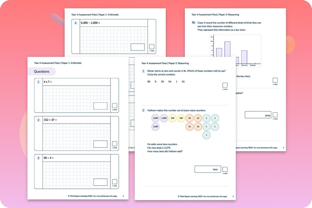 Free Year 4 maths tests worksheets