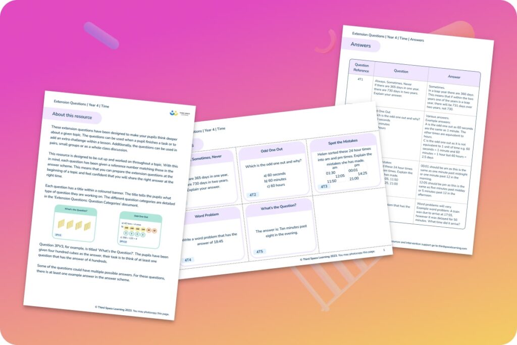Measurement extension questions Year 4 worksheet