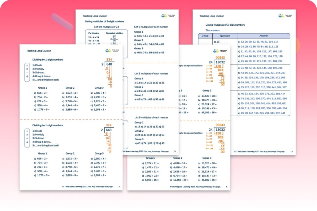 Short and long division worksheets Year 4 worksheet