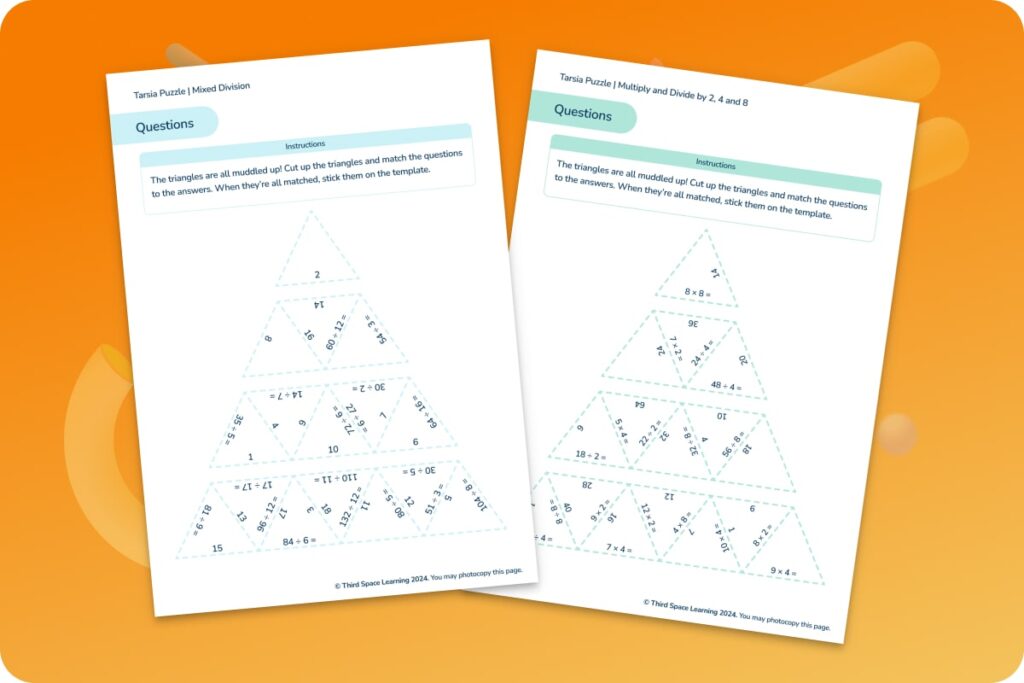 Times tables tarsia puzzle worksheets