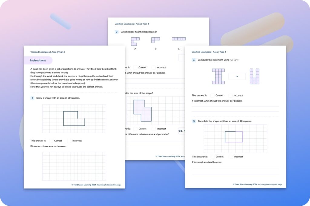 Measurement worked examples Year 4 worksheet