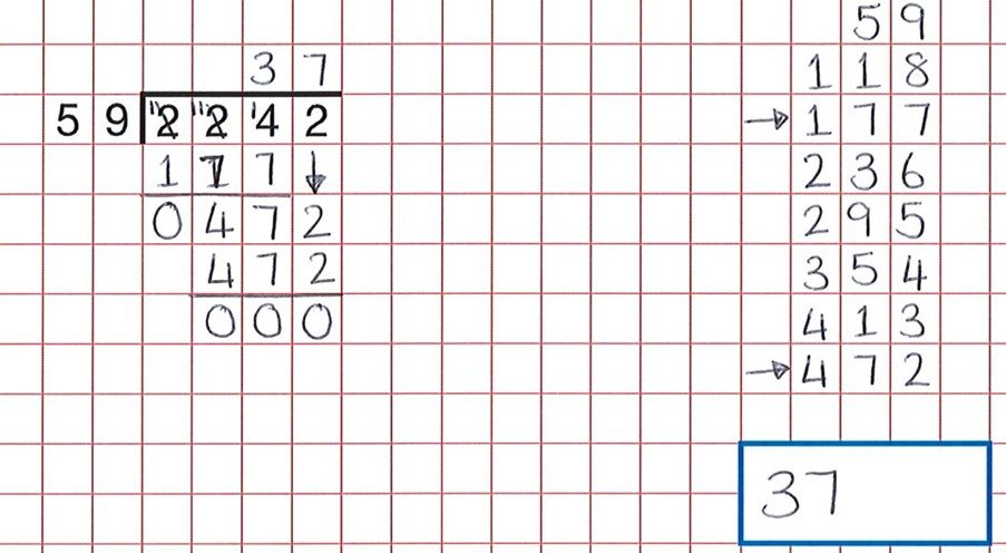 long division example with mistake