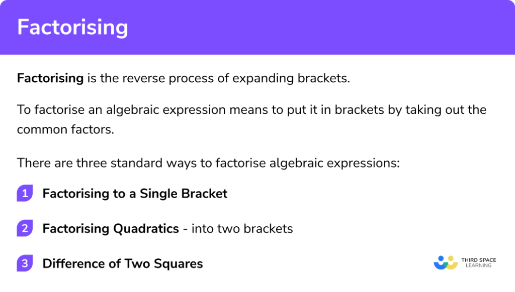 Factorising GCSE Maths Steps, Examples & Worksheet