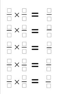 Maths games ks3 fractions sheet with multiplication questions