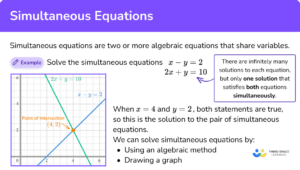 Simultaneous Equations - Steps, Examples, Worksheet