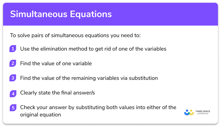 Simultaneous Equations - Steps, Examples, Worksheet