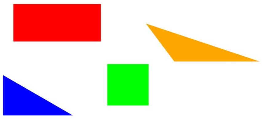 4 coloured shapes