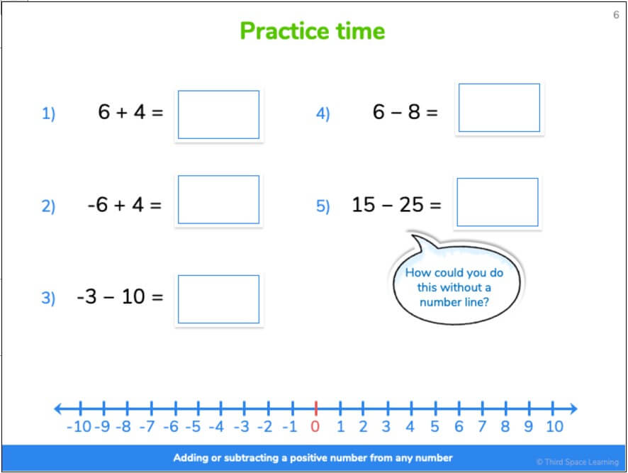 Adding or subtracting a positive number from any number lesson