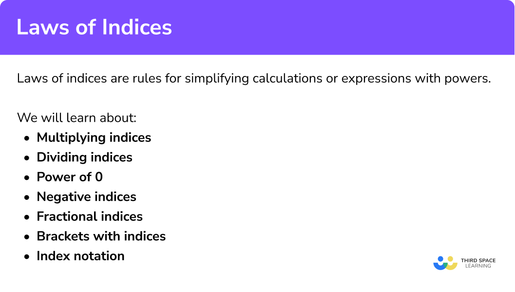 Explain how to use the laws of indices