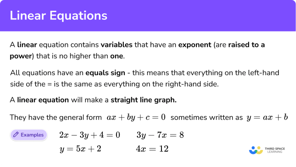 Linear Equations - GCSE Maths - Steps, Examples & Worksheet