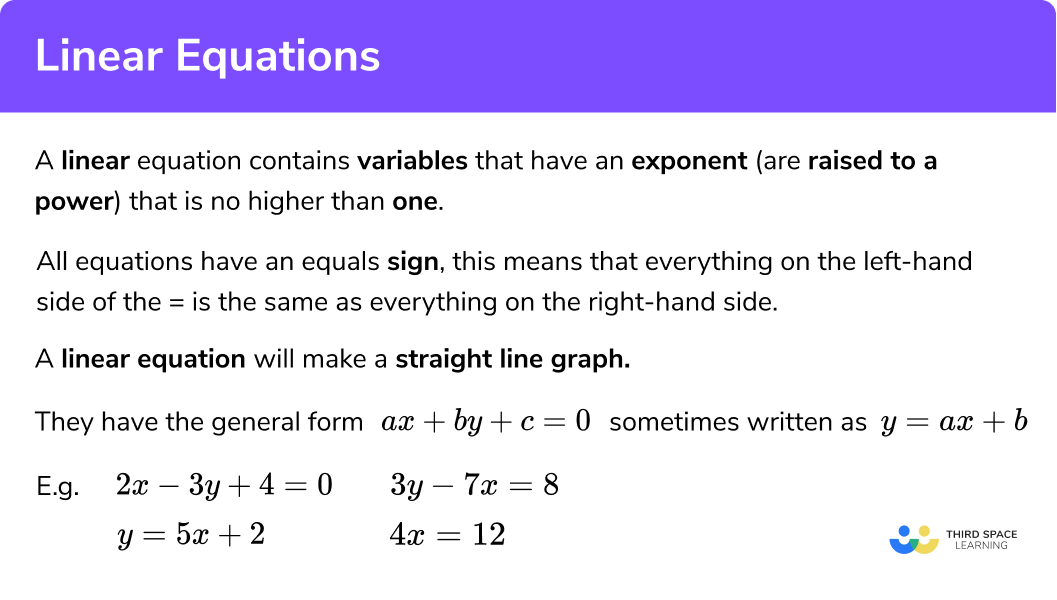 Linear Equations - GCSE Maths - Steps, Examples & Worksheet