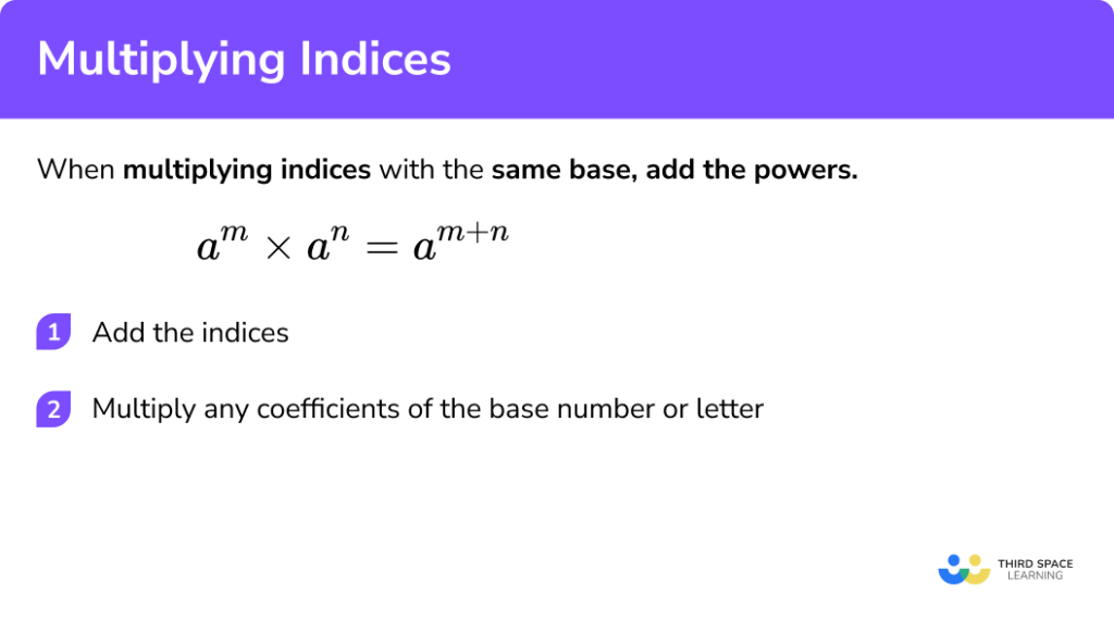 Multiplying Indices - GCSE Maths - Steps, Examples & Worksheet