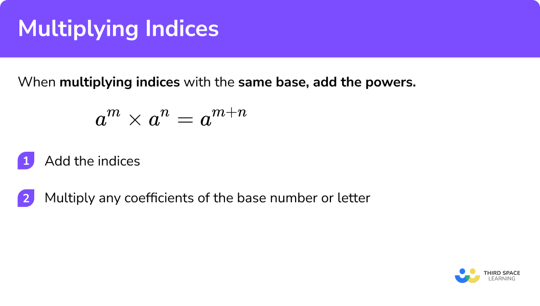 How to multiply indices when the bases are the same