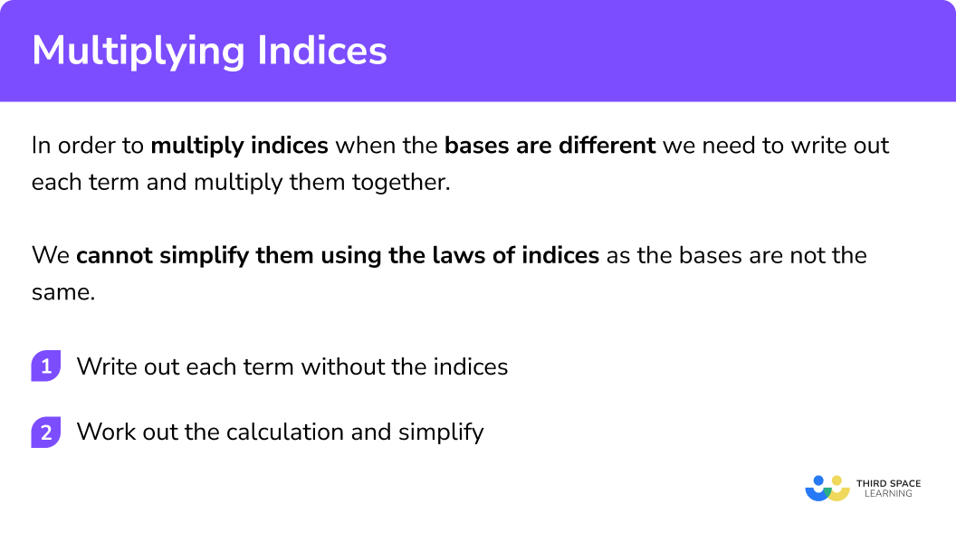 How to multiply indices when the bases are different