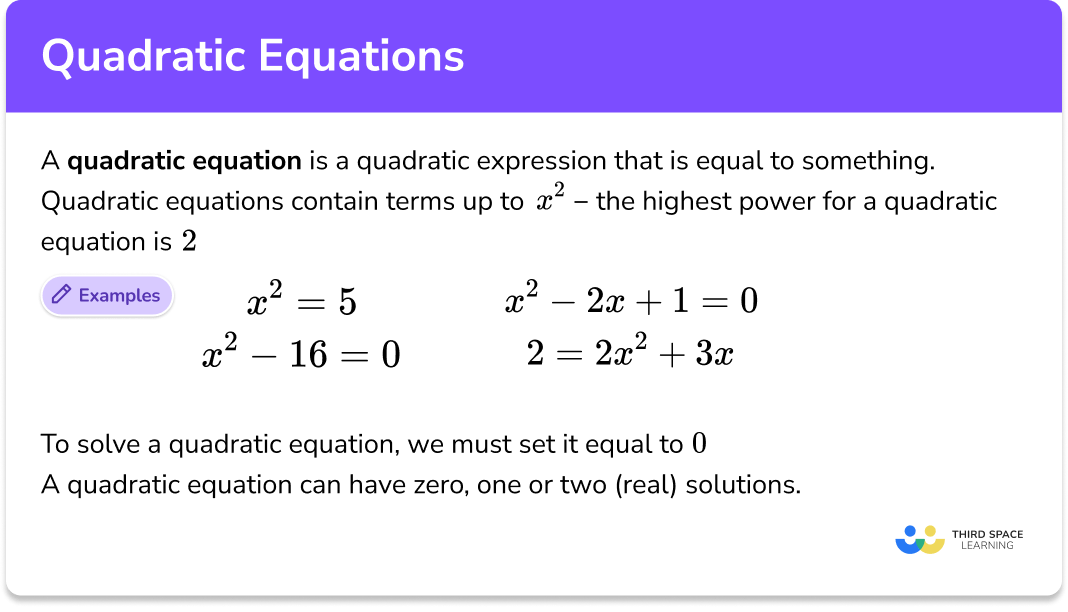 Quadratic Equation Worksheet