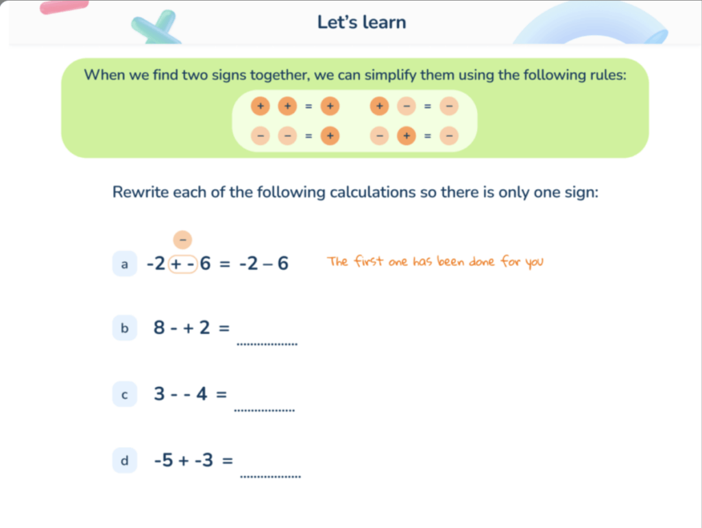 Adding to a negative number lesson slide