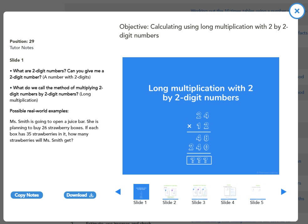 Long multiplication slides KS2