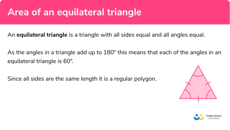 Area of Equilateral Triangle - GCSE Maths - Steps & Examples