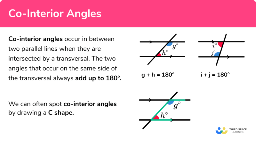 Co Interior Angles GCSE Maths Steps Examples Worksheet