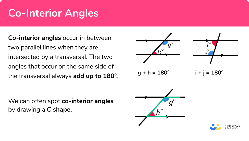 Co-Interior Angles - GCSE Maths - Steps, Examples & Worksheet