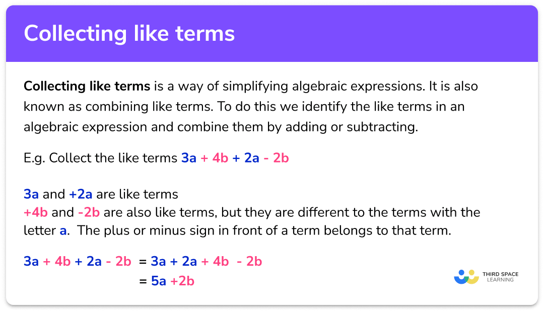 What do we mean by collecting like terms?