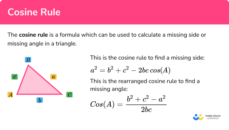 Cosine Rule - GCSE Maths - Steps, Examples & Worksheet