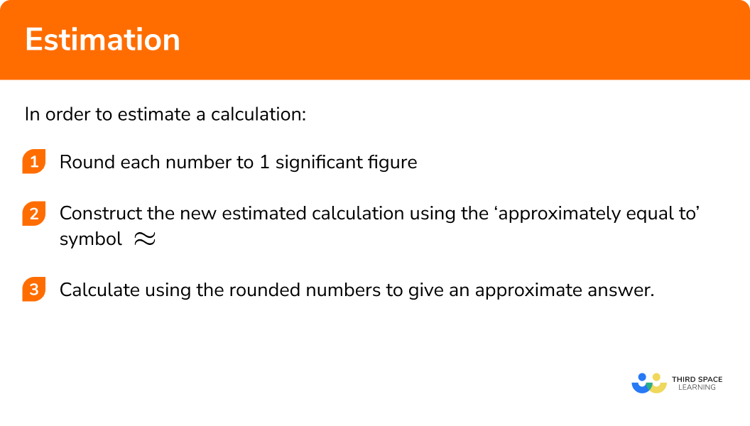 Explain how to estimate a calculation in 3 steps