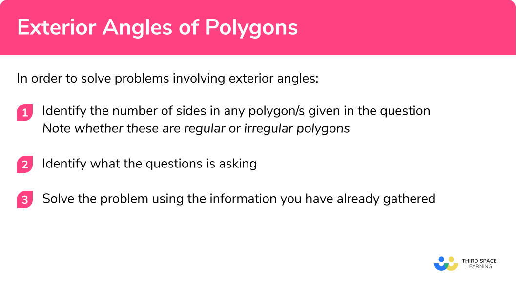 How to solve problems involving exterior angles.