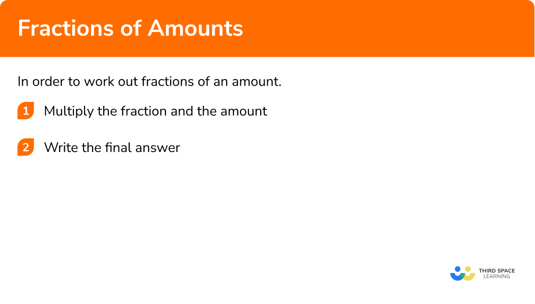Explain how to work out fractions of amounts in 2 steps