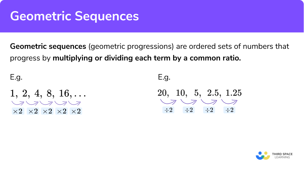 Geometric Sequences GCSE Maths Steps Examples