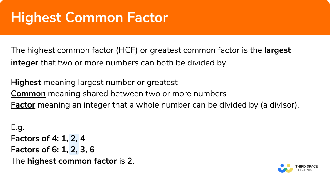 Highest Common Factor GCSE Maths Steps Examples Worksheet