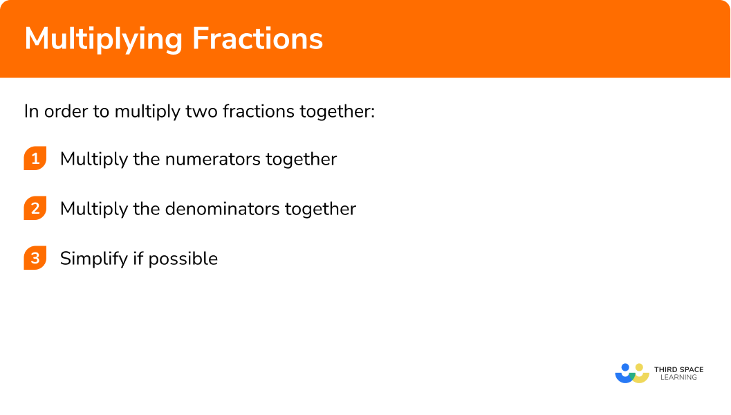 Explain how to multiply fractions in 3 steps