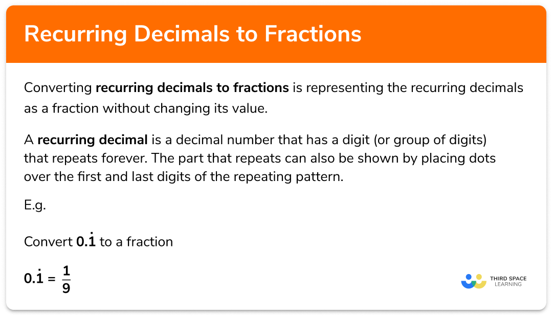 Recurring decimals to fractions