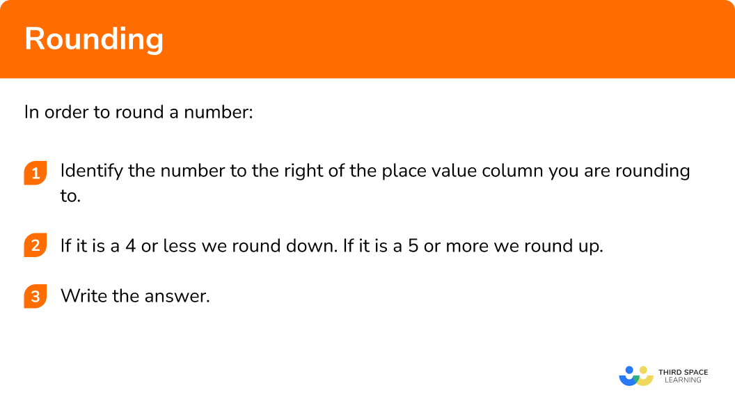 Explain how to round a number in 3 steps