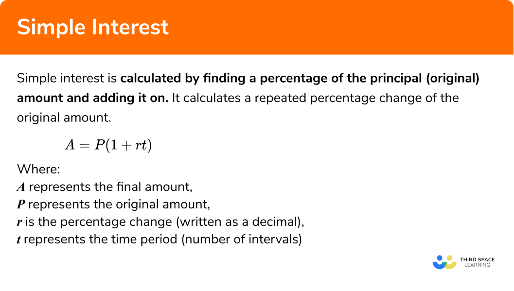 Simple Interest GCSE Maths Steps Examples Worksheet