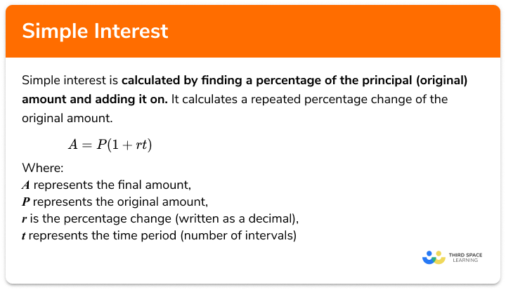 Simple Interest GCSE Maths Steps Examples Worksheet