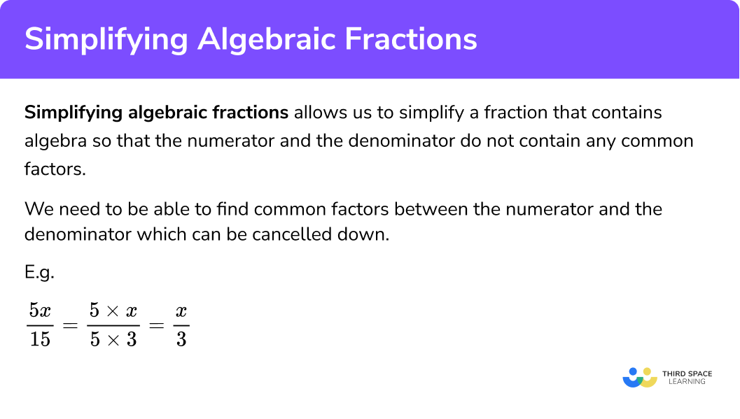 What is simplifying algebraic fractions?