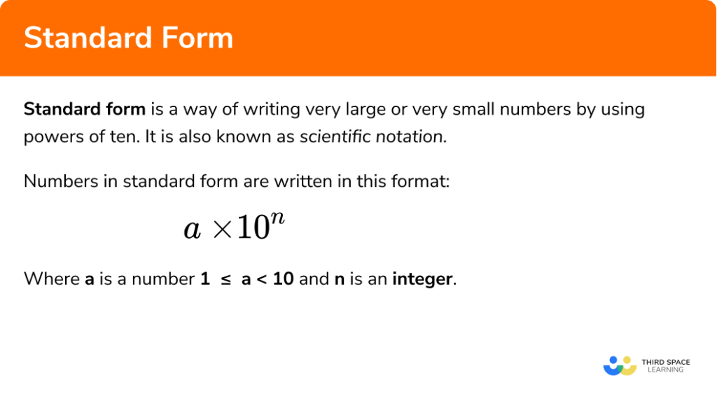 Standard Form GCSE Maths Steps Examples Worksheet