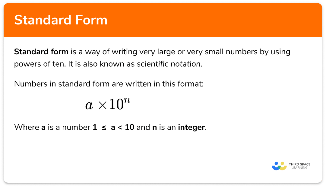 Standard Form GCSE Maths Steps Examples Worksheet