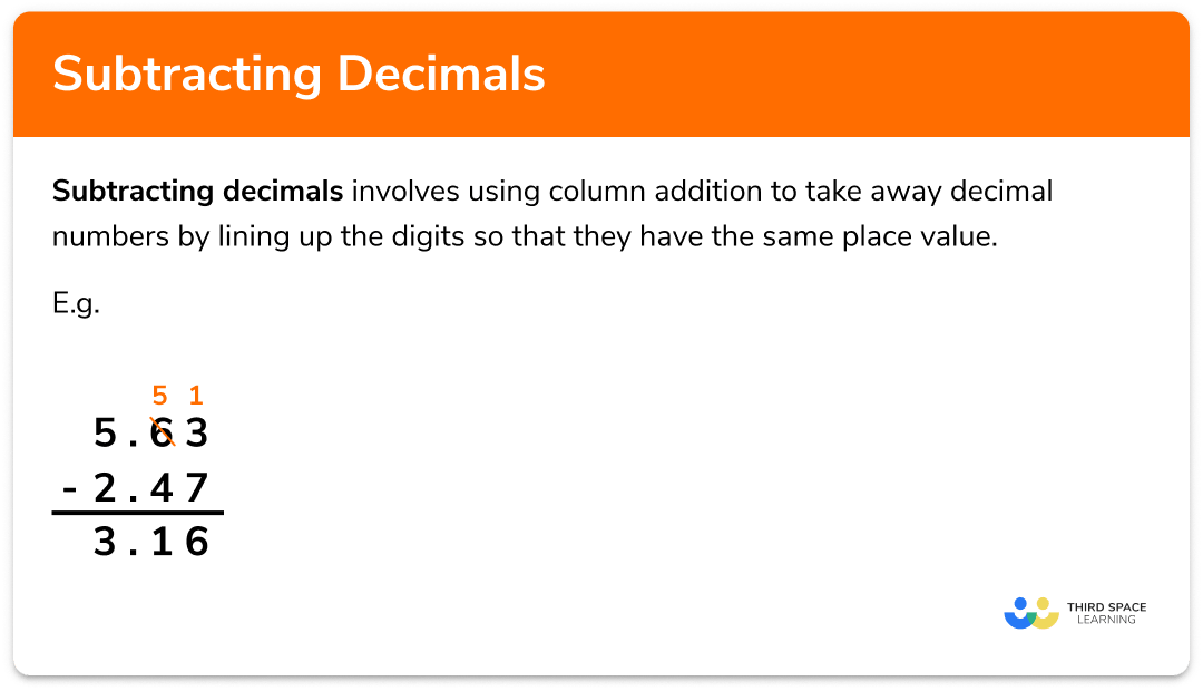 What is subtracting decimals?