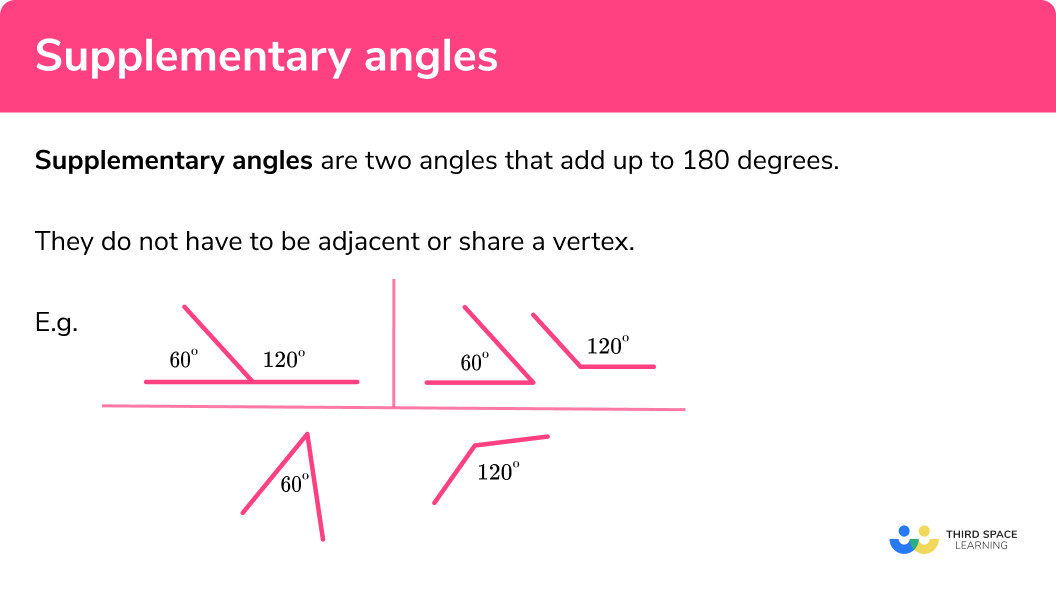 Supplementary Angles GCSE Maths Steps Examples