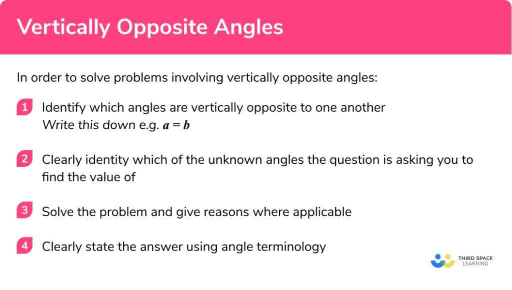 Vertically Opposite Angles - GCSE Maths - Steps & Examples