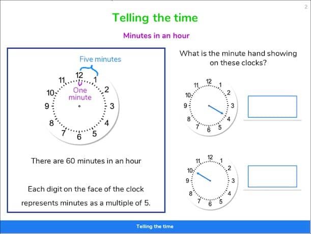 Third Space Learning online intervention slide for year 3 telling the time