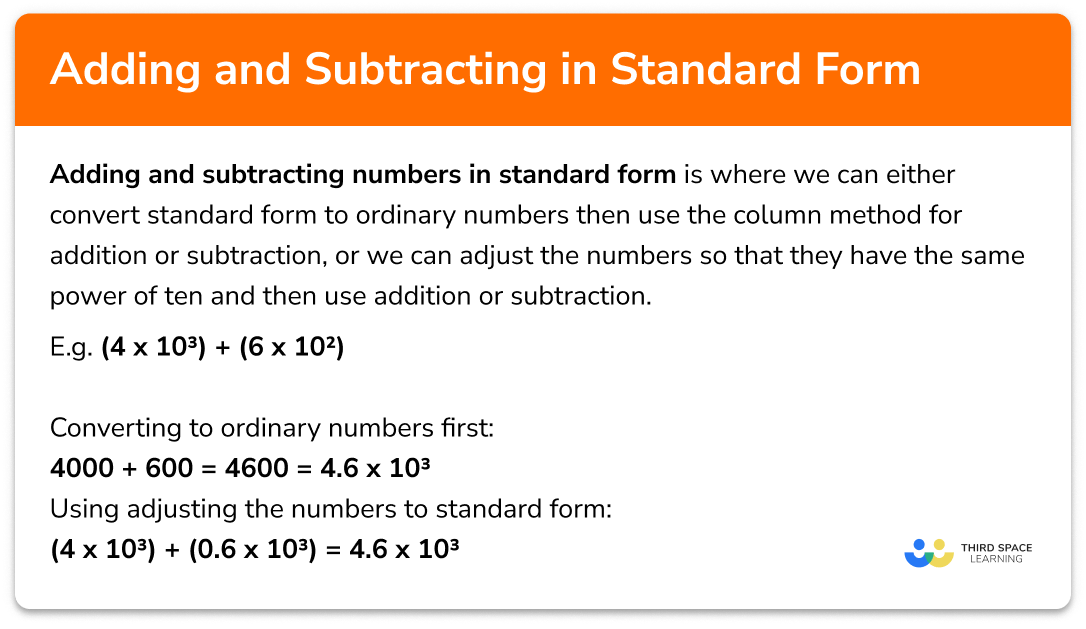 Adding and subtracting in standard form