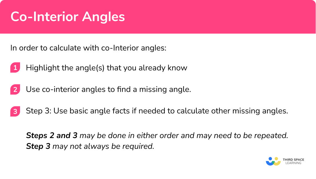 Co-Interior Angles GCSE Maths Steps, Examples  Worksheet
