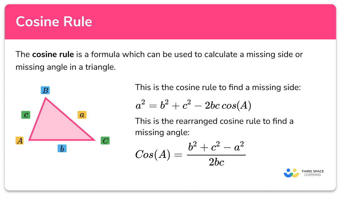 Cosine Rule - GCSE Maths - Steps, Examples & Worksheet