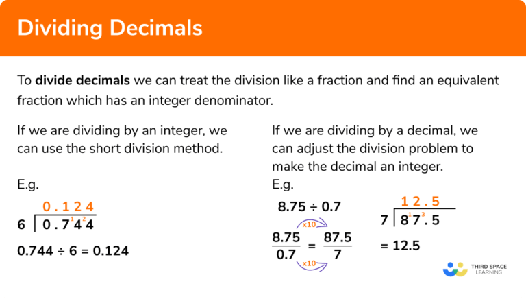 Dividing Decimals - GCSE Maths - Steps, Examples & Worksheet